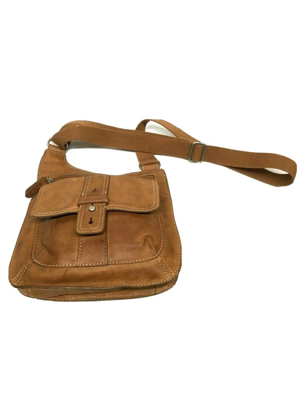Fossil Long Live Vintage Boho Camel Pebbled Leather Crossbody Purse